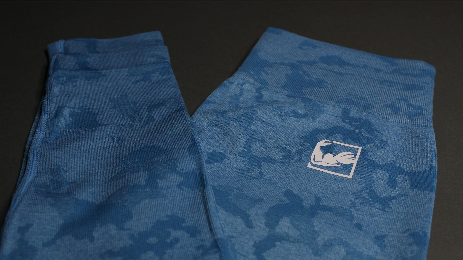 results box aqua blue camo leggings for women