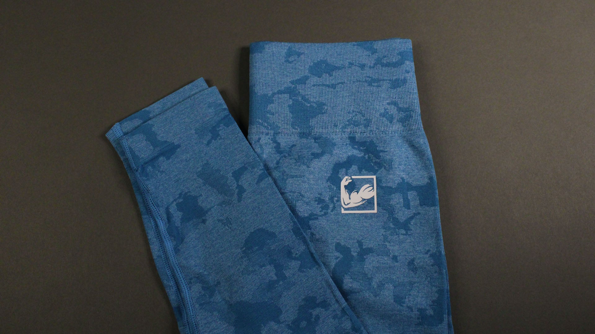 results box aqua blue camo leggings for women